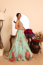 Load image into Gallery viewer, 3D SKIRT WITH HALTER NECK BLOUSE