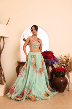 Load image into Gallery viewer, 3D SKIRT WITH HALTER NECK BLOUSE
