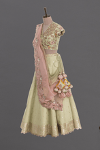 Load image into Gallery viewer, SEA GREEN PMS LEHANGA - The Pink Gota 
